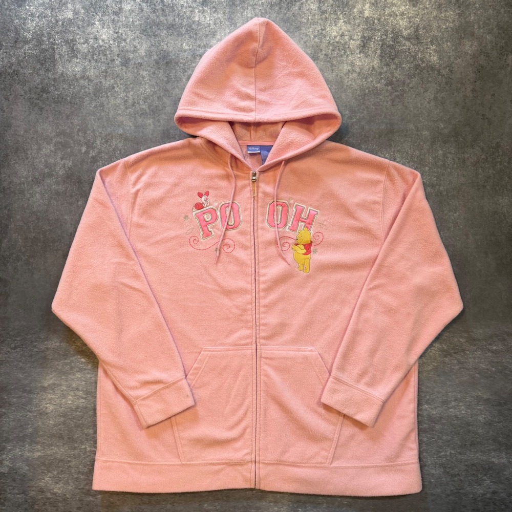 Disney Winnie The Pooh Minnie Mouse Fleece Hoodie Jacket Womens 3X Pink Full Zip